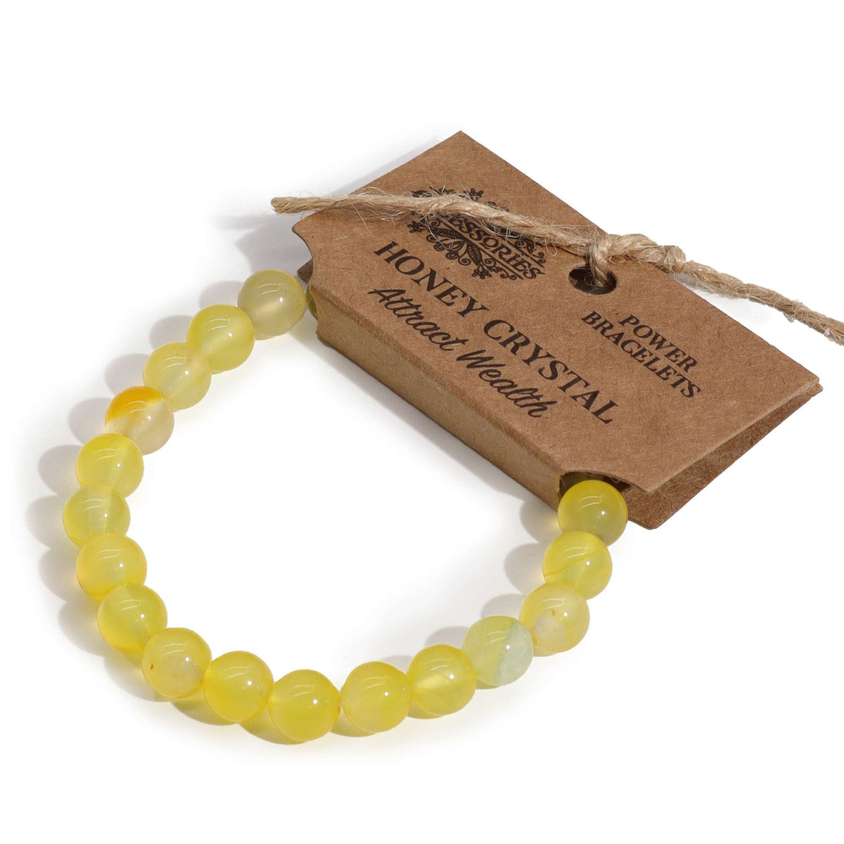 This beautiful &nbsp;Power bracelet will amazing in any store. It's Honey Crystal design will look lovely with any outfit. And not only that but Honey Crystal has its own individual benefits. It is said to be used in crystal healing for kidneys, bladder, female organs, menopause and is an excellent massage stone