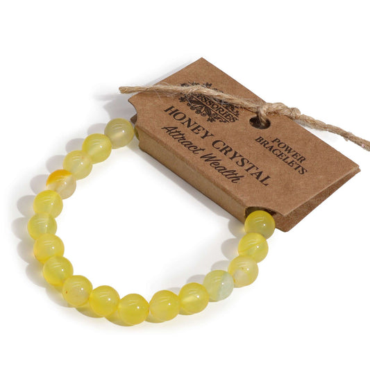 This beautiful &nbsp;Power bracelet will amazing in any store. It's Honey Crystal design will look lovely with any outfit. And not only that but Honey Crystal has its own individual benefits. It is said to be used in crystal healing for kidneys, bladder, female organs, menopause and is an excellent massage stone
