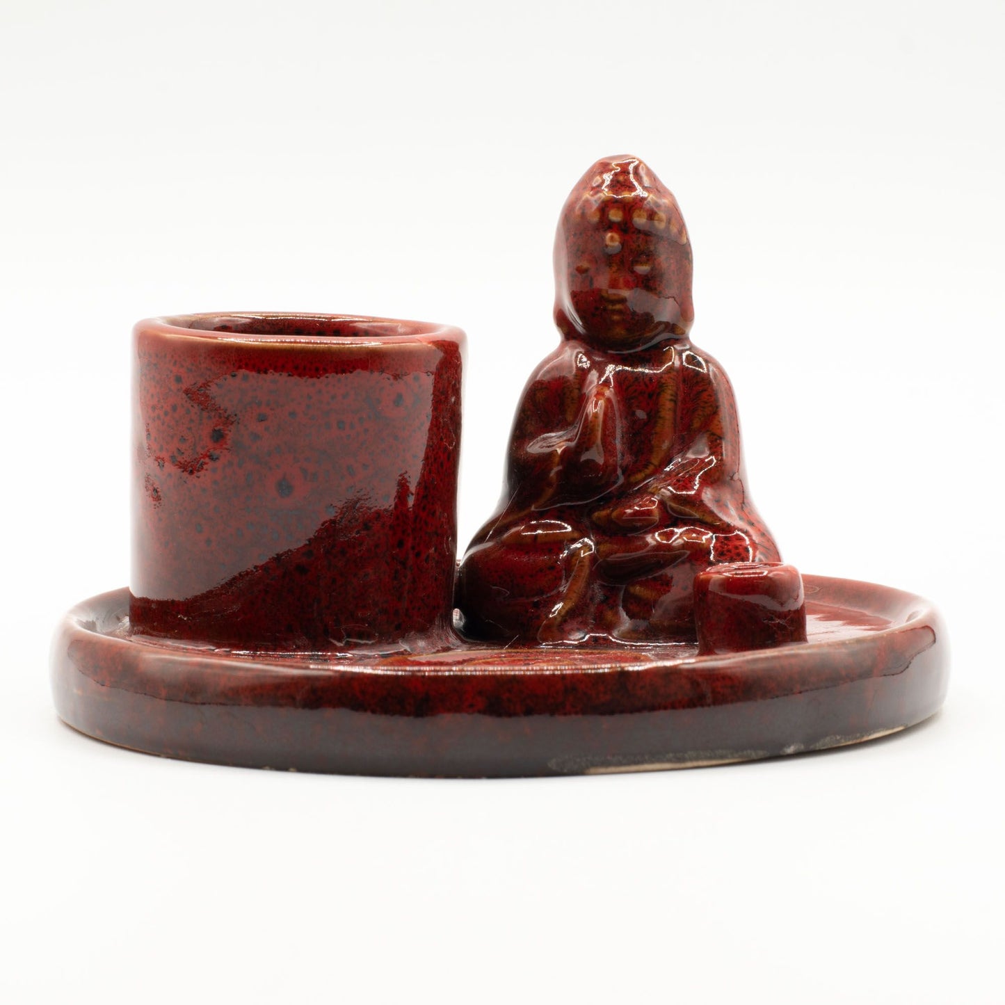Multi-Purpose Buddha Incense Plate – Ceramic Soft Red
