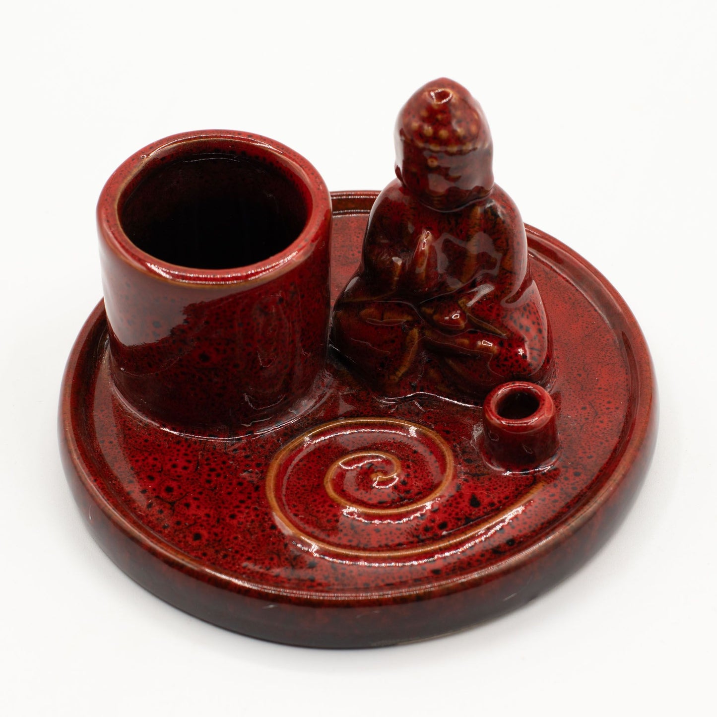 Multi-Purpose Buddha Incense Plate – Ceramic Soft Red