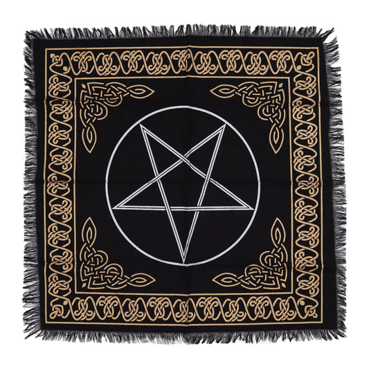 “Five points, one circle, infinite protection and balance.”

This Mystic Fringed Altar Cloth – Pentagon is a sacred 50cm x 50cm cotton cloth, designed to empower your rituals, spellwork, and meditative practices. The pentagon, an ancient symbol in magical traditions, represents the five elements—earth, air, fire, water, and spirit—woven together in harmony. Its geometric precision channels balance, protection, and focused energy within your sacred space.

In folklore and witchcraft, the pentagon (often conn