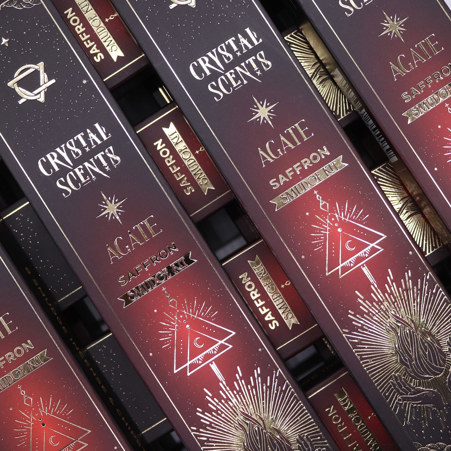 Saffron Smudge Incense with Red Agate – Warm Luxurious Ritual Set