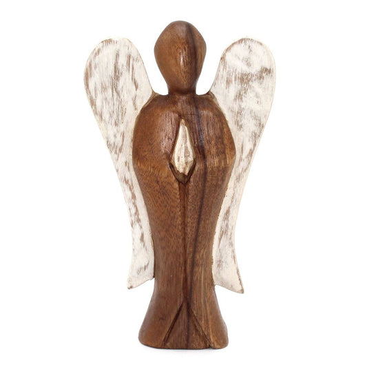 Hati-Hati Peace Angel 15cm – Hand-Carved Wooden Angel of Serenity and Care