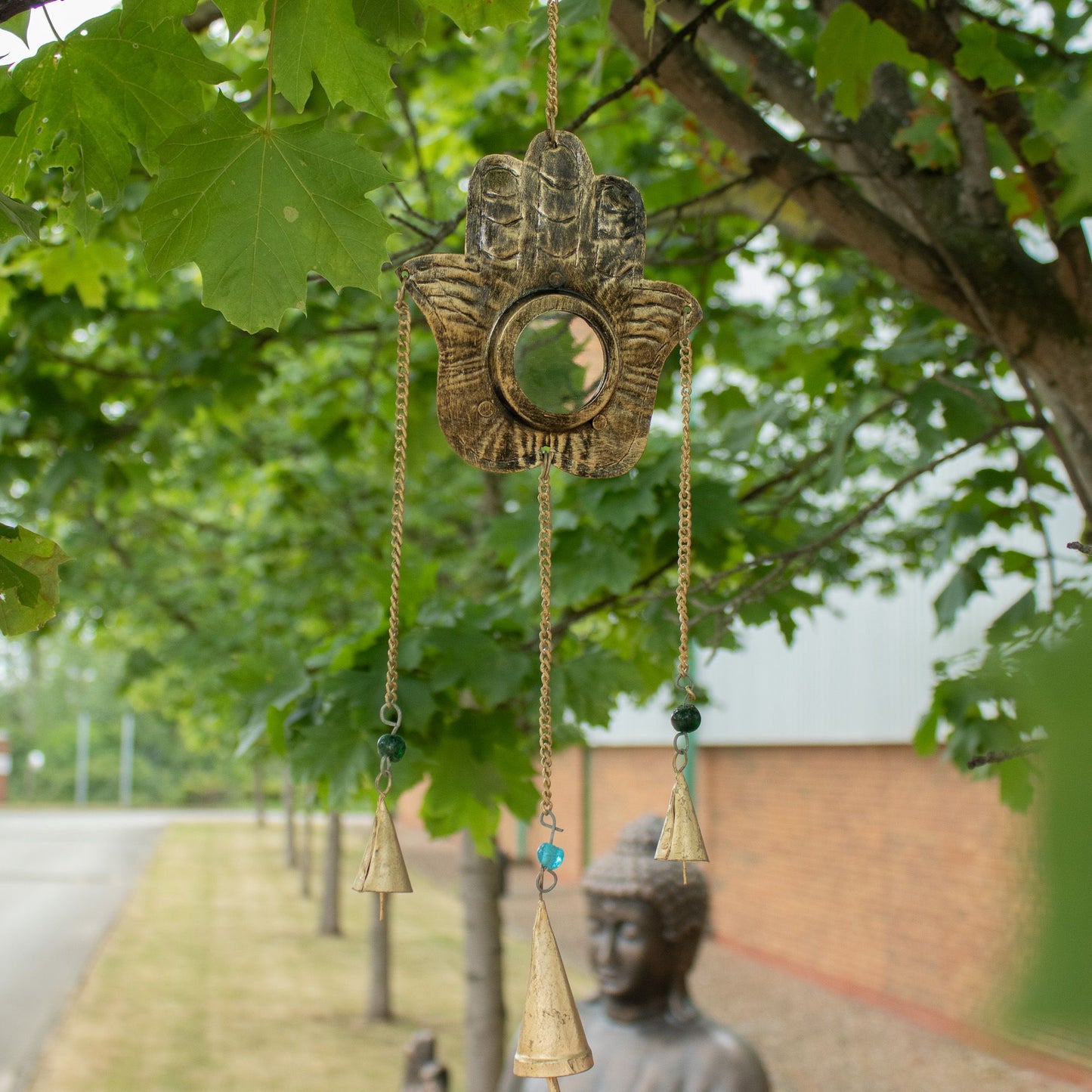 Indian Chimes - Hamsa Sm Mirror 3 Bells