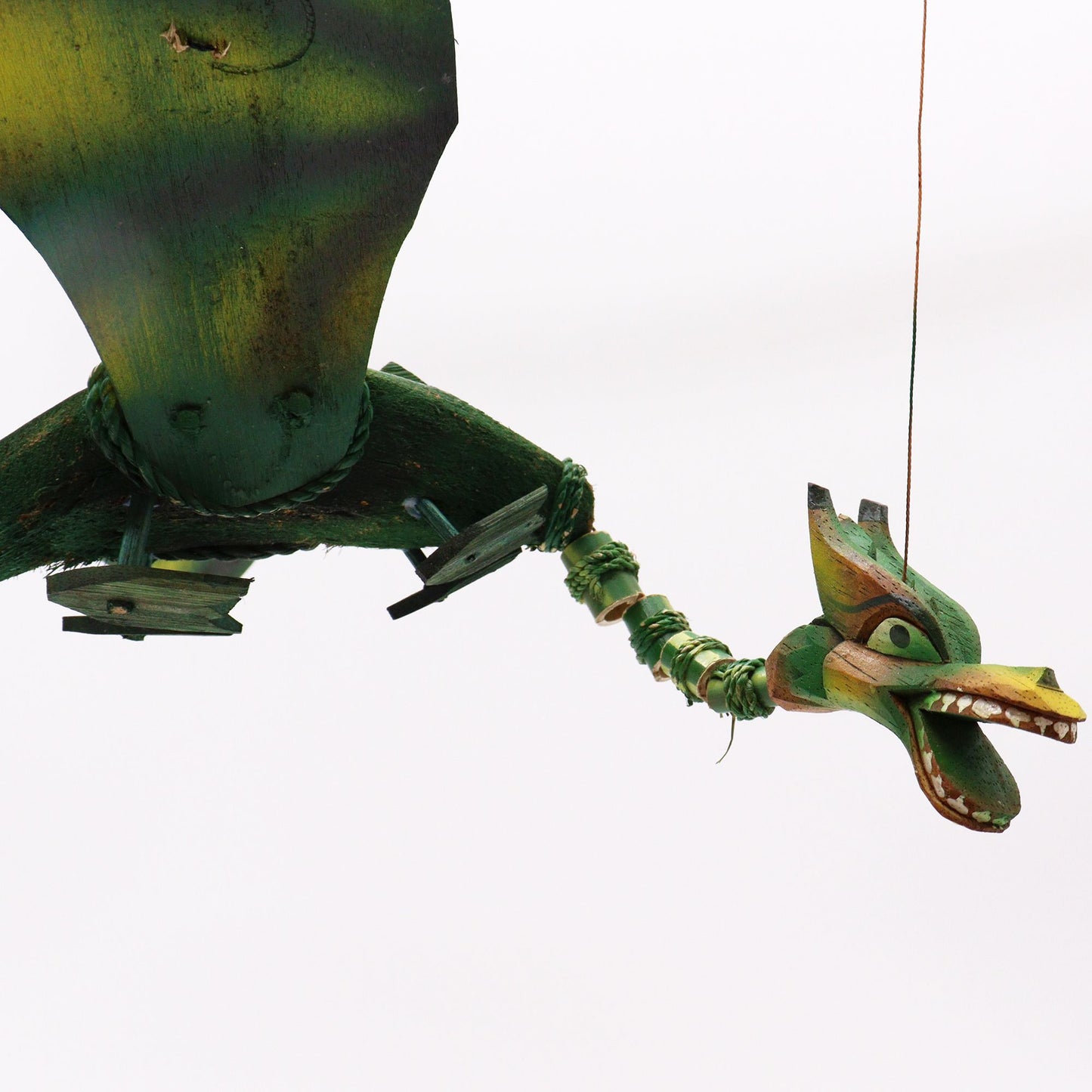 Green Coconut Dragon Hanging Mobile – 37cm Garden Dragon Decor
