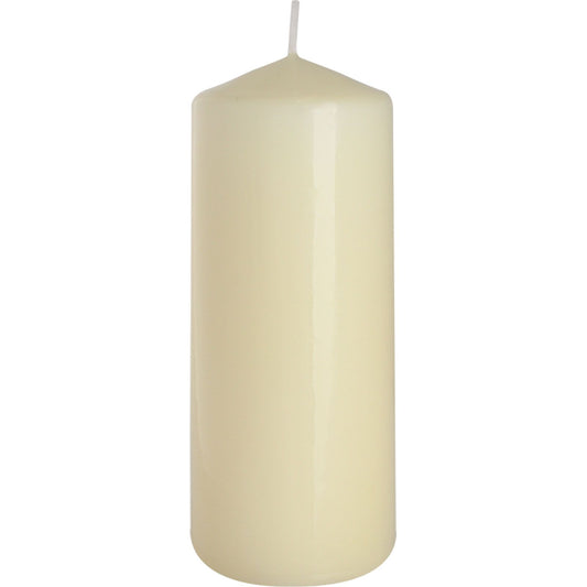 Beige candle on a white background