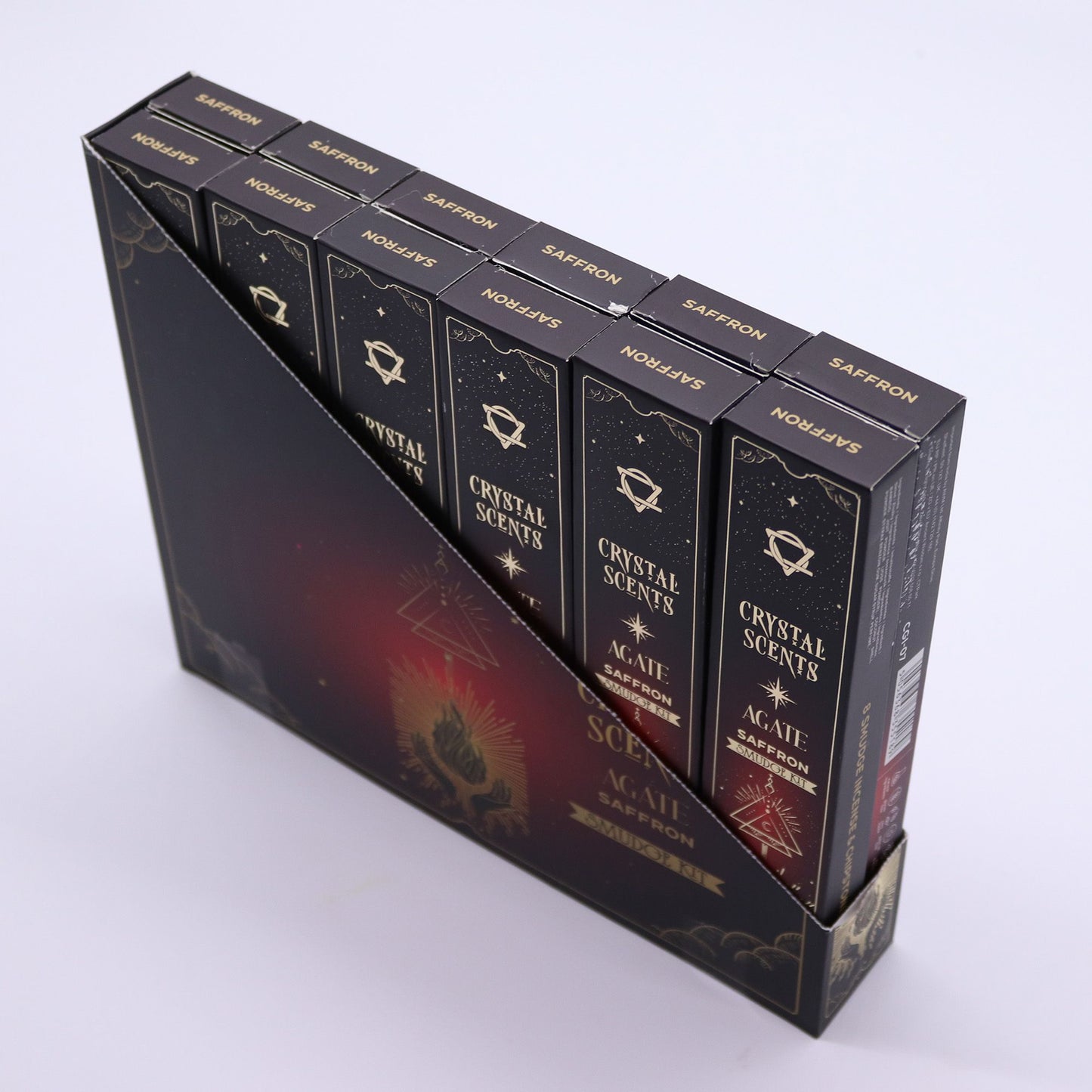 Saffron Smudge Incense with Red Agate – Warm Luxurious Ritual Set