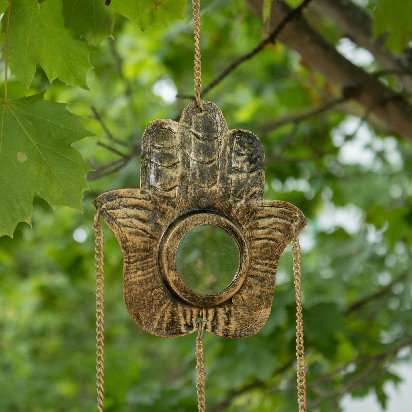Indian Chimes - Hamsa Sm Mirror 3 Bells