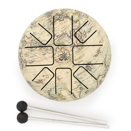 A compact steel&nbsp; Drum with a vintage atlas design, giving it a distinctive, travel-inspired look. The muted map tones and clean tongue layout make it both decorative and easy to play.