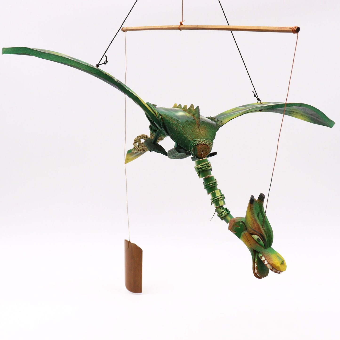 Green Coconut Dragon Hanging Mobile – 37cm Garden Dragon Decor