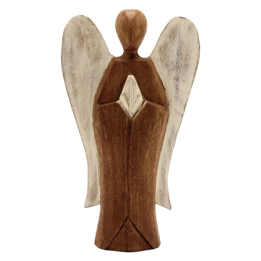 “Hati-hati” is the Indonesian phrase for “take care” – a blessing carved into every Hati-Hati Angel.

This Hati-Hati Peace Angel stands 20cm tall and has been lovingly hand-carved by artisans in rural Indonesia. Shaped from sustainable wood, sun-dried, polished, and delicately painted, each angel radiates calm, serenity, and the quiet strength of inner peace.

The phrase hati-hati is more than a reminder to be careful; it is an offering of care, a gentle prayer of safety and mindfulness spoken daily in Indo