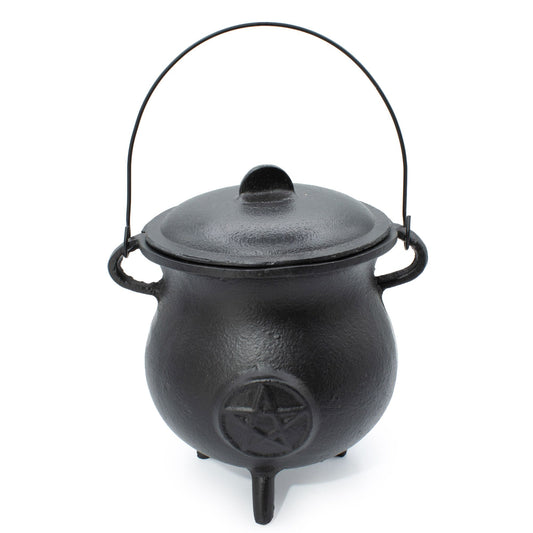 Large Cast Iron Pentagram Cauldron – Ritual & Altar Bowl