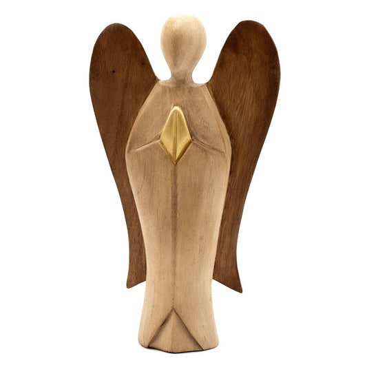 “Hati-hati” means “take care” in Indonesian – a tender blessing carried in the form of these hand-carved angels.

This Hati-Hati Friendship Angel is lovingly hand-carved by artisans in rural Indonesia. Standing at 20cm, each piece is shaped from sustainable wood, sun-dried, polished, and delicately painted, embodying the spirit of care, kindness, and companionship.

The phrase hati-hati is spoken daily in Indonesia as a reminder to “take care.” These angels transform that everyday blessing into a spiritual 