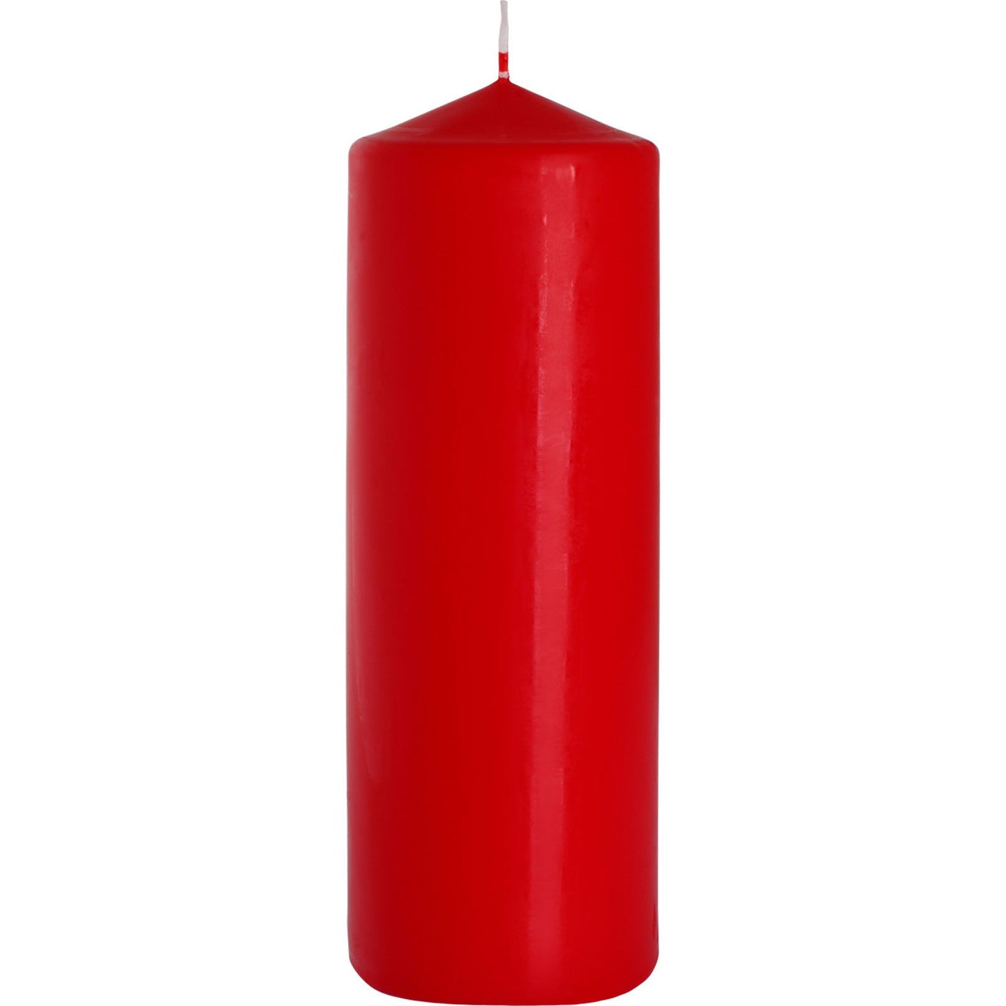Red candle on a white background