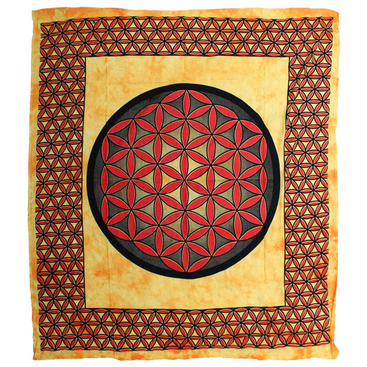 Radiating life, energy, and ancient harmony...
This Flower of Life cotton bedspread in glowing orange is more than just a textile – it’s a living pattern, pulsing with the rhythm of creation. The Flower of Life, one of the most ancient sacred symbols, is a geometric portal of protection, growth, and universal connection.

Handmade in India from soft 100% cotton, this piece brings fiery vitality to your space. Use it as a powerful wall hanging, an altar cloth for solar rituals, or a vibrant bed throw to awak