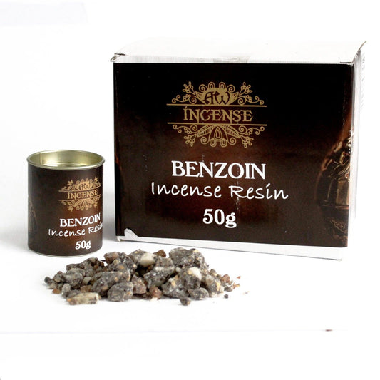 Invite warmth, clarity, and sacred protection into your space with Benzoin Resin, a beloved incense resin used for centuries in ritual and healing traditions.

This 50g tub of Benzoin Resin offers a rich and fragrant incense that, when burned on glowing charcoal, releases a sweet, vanilla-like aroma with deep balsamic undertones. Its uplifting scent creates a serene atmosphere, ideal for meditation, cleansing, and calling in blessings.

In folklore, Benzoin was regarded as a powerful purifier and a bridge b