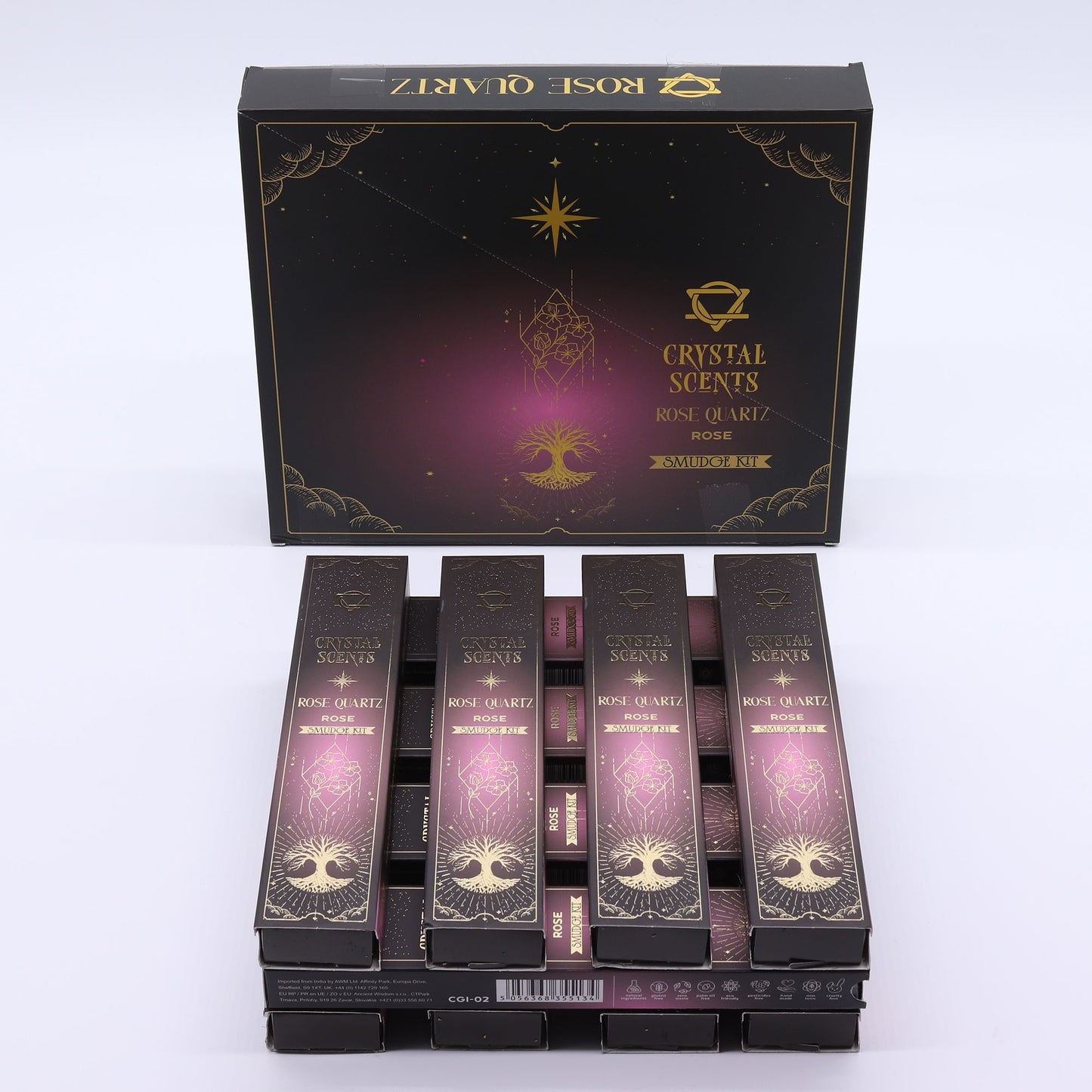 Rose Smudge Incense with Rose Quartz – Heart Healing Ritual Aroma Set