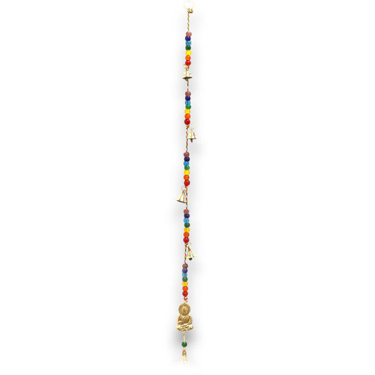 Indian Chimes - Brass Buddha with Chakra Beads String Bells 53cm