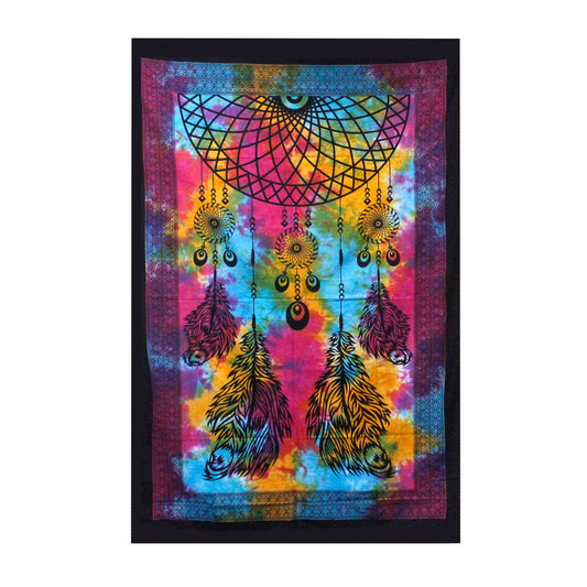 Weave your dreams with intention…
This Dreamcatcher cotton bedspread is more than a fabric — it’s a portal to the dreamworld. Inspired by sacred Native traditions, the dreamcatcher is a symbol of protection, woven to filter out negativity and let only the good visions flow through.

Handmade in India from 100% soft cotton, this piece can be used as a bedspread, wall hanging, altar cloth, or moonlit meditation backdrop. With its ethereal pattern and spiritual presence, it’s perfect for seekers, lucid dreamer