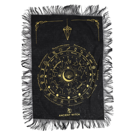 Ancient Witch Pendulum Divination Cloth - All Seeing Eye - Black & Gold