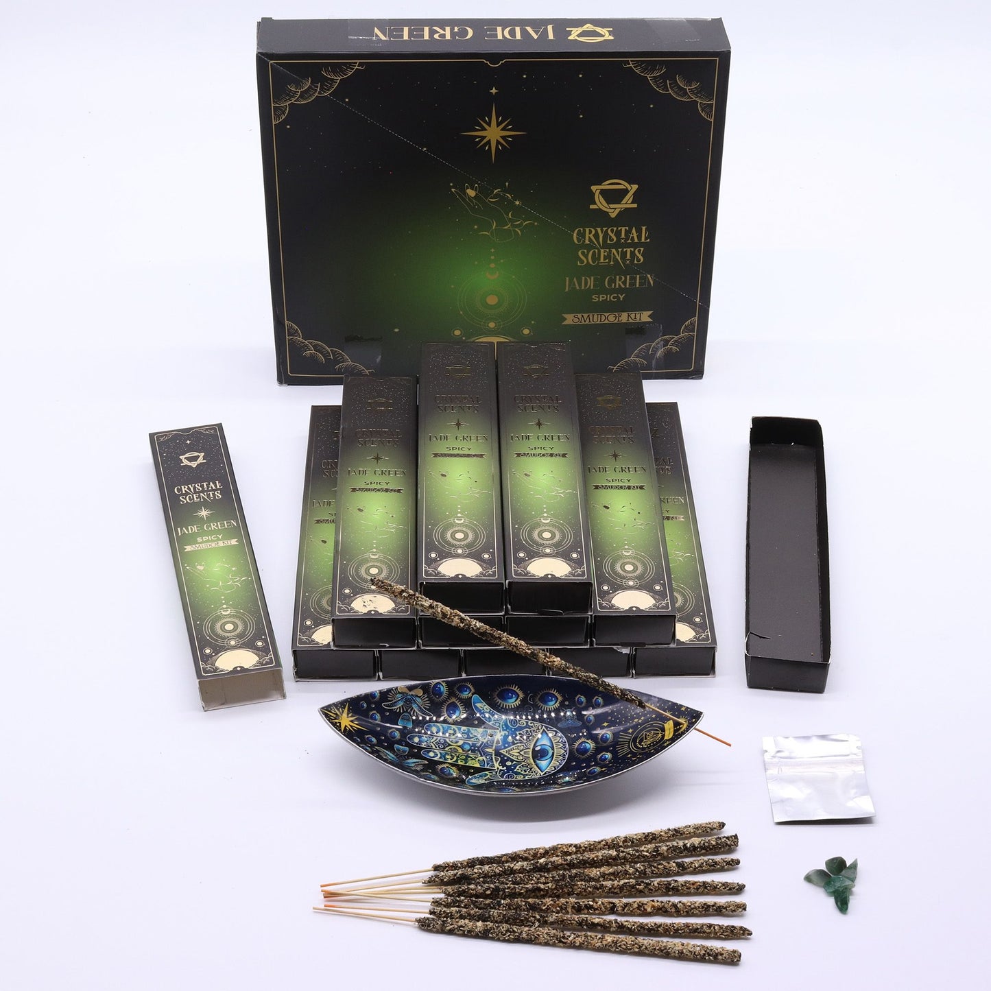 Spicy Smudge Incense with Jade – Energising Ritual Aroma Set