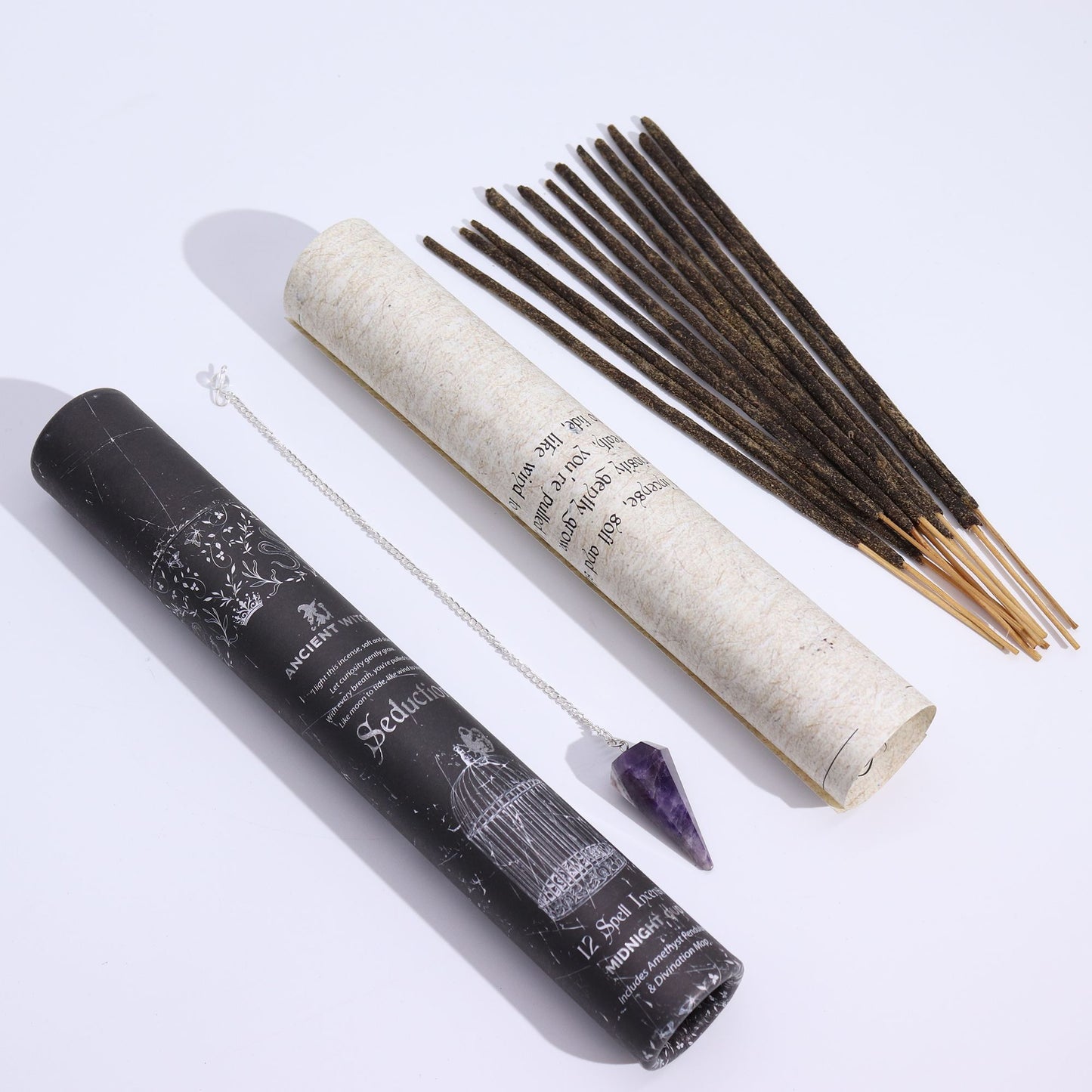Seduction Spell Incense – Midnight Oud Ritual Set with Amethyst Pendulum