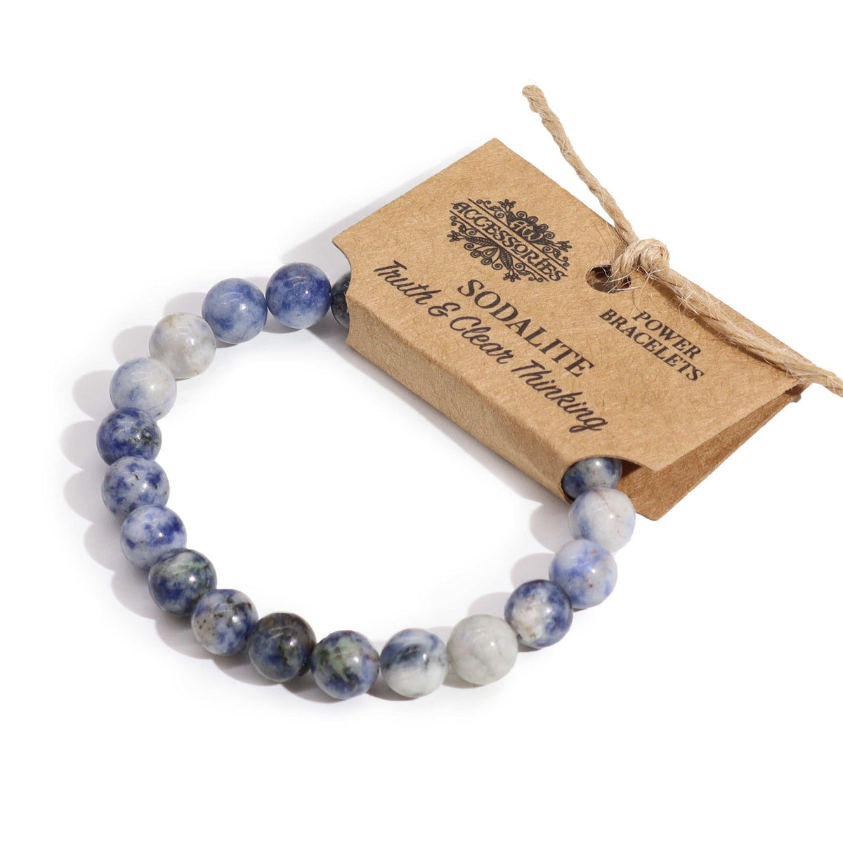 This beautiful &nbsp;Power bracelet will amazing in any store. It's Sodalite design will look lovely with any outfit. And not only that but Sodalite has its own individual benefits. It is said to help studying and being good for communication in yourself and writing.&nbsp;

Gemstones sizes diameter is apprx. 8mm &nbsp; &nbsp;&nbsp;