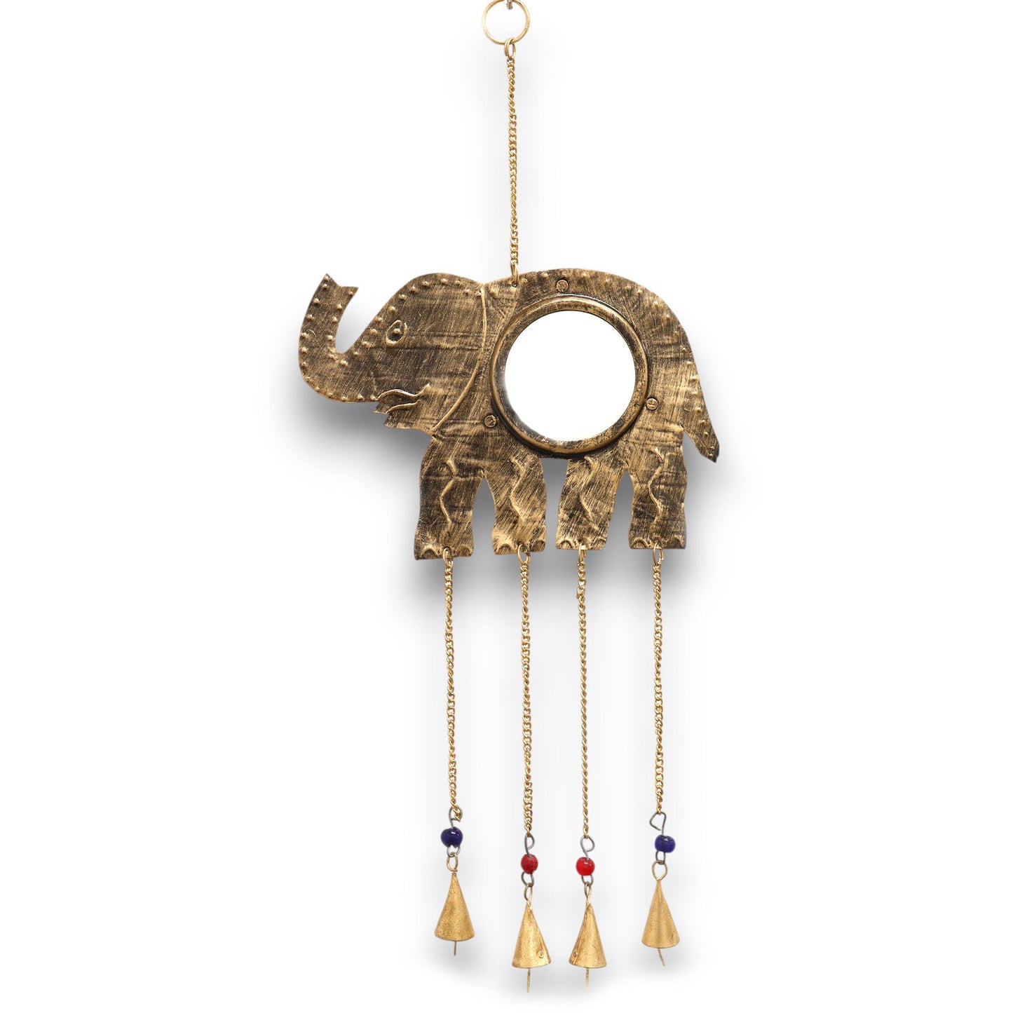 Indian Chimes – Elephant Large Mirror with 4 Brass Bells