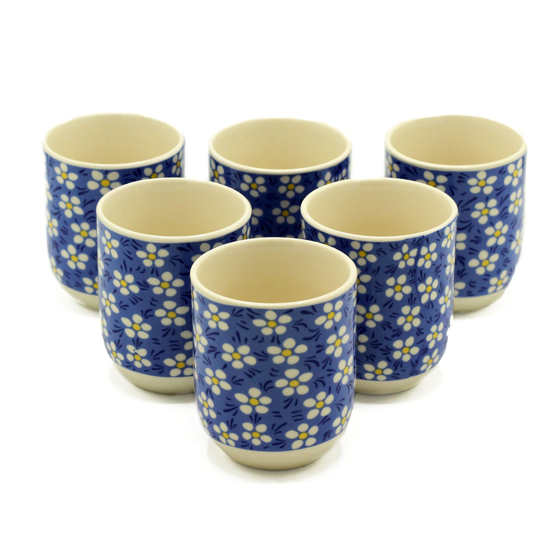 From The Witches’ Garden comes a delightful set of Herbal Tea Cups – Blue Daisy, crafted to enhance your personal tea rituals. These small, handleless cups allow you to feel the warmth of your tea directly in your hands, deepening your connection to the aromas, flavors, and the sacred moment of sipping.

Adorned with a whimsical blue daisy pattern, each cup adds a touch of enchantment to your herbal infusions, meditation, or magical gatherings. Ideal for intimate tea ceremonies or as a thoughtful gift for f