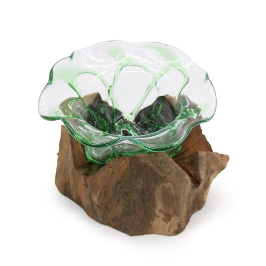 Recycled Beer Bottles – Large Fancy Sweet Bowl on Wood