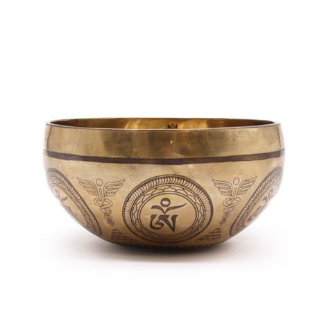 Gather close, seeker of stillness. In your hands, you hold not merely a bowl, but a vessel of ancient resonance. This Tibetan Healing Engraved Bowl, etched with the sacred Bodhi Tree Buddha, sings the echoes of enlightenment. At 16cm in diameter, it is a bridge between worlds—small enough to sit gently within your ritual space, yet powerful enough to awaken the soul.

Let its vibrations cleanse your spirit. As you pass the mallet along its rim, feel the energy spiral outward, weaving balance into your aura.