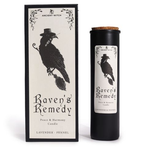Summon serenity from shadow and silence with the Ancient Witch Raven’s Remedy Candle. Brewed beneath the waning moon and imbued with sacred herbs, this candle is a vessel of healing for weary hearts and tangled minds. Let the wise Raven guide your spirit through mist and mystery, offering protection on your path toward emotional clarity.

Crafted with a spell of peace, this ritual candle blends the gentle hum of lavender with the subtle strength of fennel—a pairing known to soothe the soul and hush stormy t