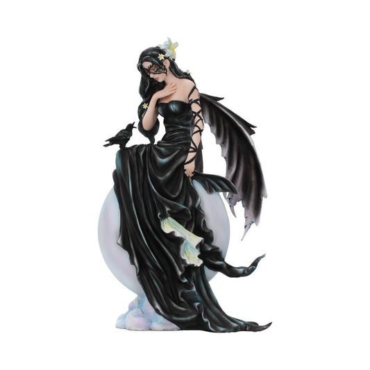 When the veil is thin and the night hangs heavy with secrets, she appears — the Dark Skies fairy, drawn from the bewitching artwork of fantasy artist Nene Thomas. Cloaked in twilight hues, this 28cm figurine embodies the sorrowful beauty of moonlit solitude.

Perched beside her is a raven — silent, watchful, wise — her eternal companion and familiar. Every fold of her gown, every feather of her dark-winged ally, is captured in exquisite detail, cast in fine resin and meticulously hand-painted to honour the 