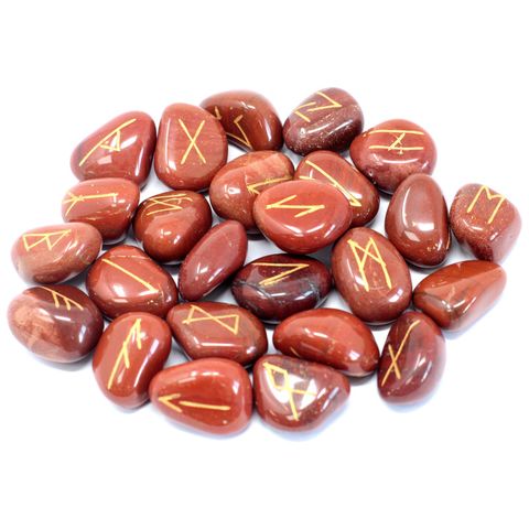 Unlock powerful divination and guidance with our Runes Stone Set, featuring 25 carefully crafted semi-precious stones, including 24 etched with ancient rune symbols and one blank stone for personal intuition. Each stone is made from vibrant Red Jasper, known for its grounding and protective qualities. Perfect for enhancing meditation, boosting creativity, and fostering emotional balance, this rune set is a sacred tool for spiritual seekers and witches alike. Comes with a handy pouch for safe storage and eas