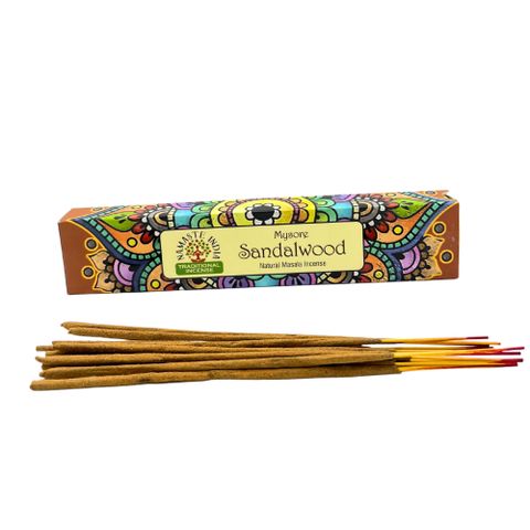 Experience the enchanting essence of the Namaste Mandala Masala Incense Sticks, where ancient tradition meets mystical fragrance. Each stick is lovingly handcrafted, carrying the sacred aroma of sandalwood—a timeless scent that grounds the spirit and sharpens the mind. Encased in boxes adorned with intricate mandala designs, these incense sticks embody unity, balance, and harmony. Let the warm, earthy sandalwood guide your meditation and awaken your inner calm, inviting you into a serene realm steeped in In