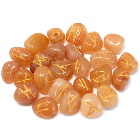 25 Yellow Aventurine runes for divination, insight, and energy work. Includes pouch. A perfect tool for spiritual guidance and crystal rituals.