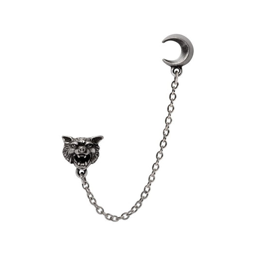 Unleash the wild spirit with Alchemy Gothic's moonlit wolf ear wrap. Handcrafted pewter, perfect for mystical ears with multiple piercings.