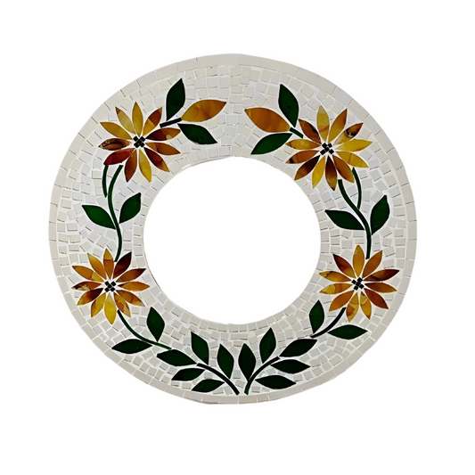 Summon colour and light into your sacred space with this Mosaic Flower Mirror, a handcrafted work of art blooming with vibrant floral design. Each petal in the mosaic is placed with care, creating a mirror that reflects not only your image but the spirit of beauty, growth, and renewal.

Lovingly handmade by fairtrade artisans in Indonesia, this 40cm x 40cm mirror is both a functional piece and a statement of soulful décor. Whether hung in a hallway to welcome energy, in a bedroom to inspire joy, or in your 