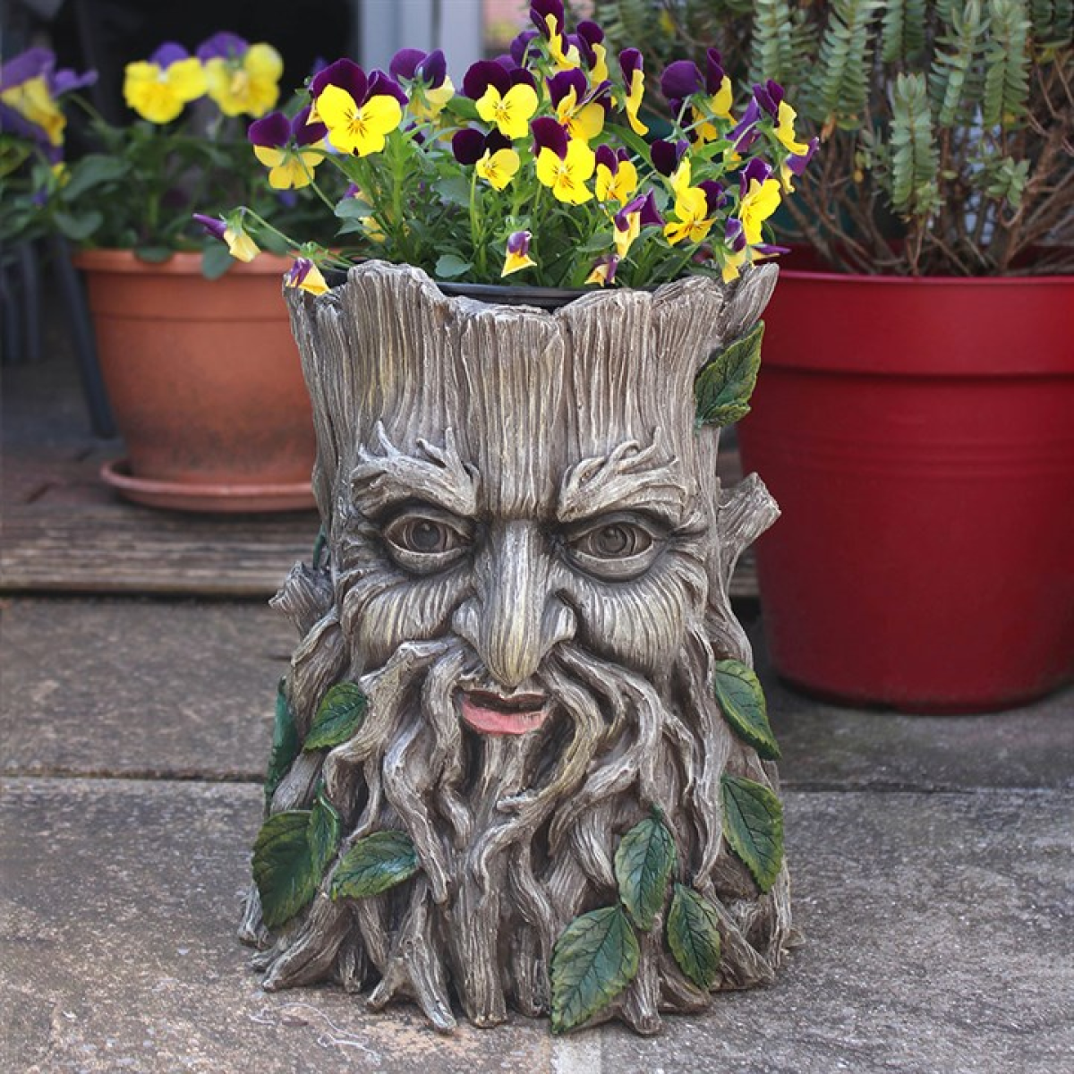 Green Man Folklore Planter – Mystical Pagan Garden Vessel