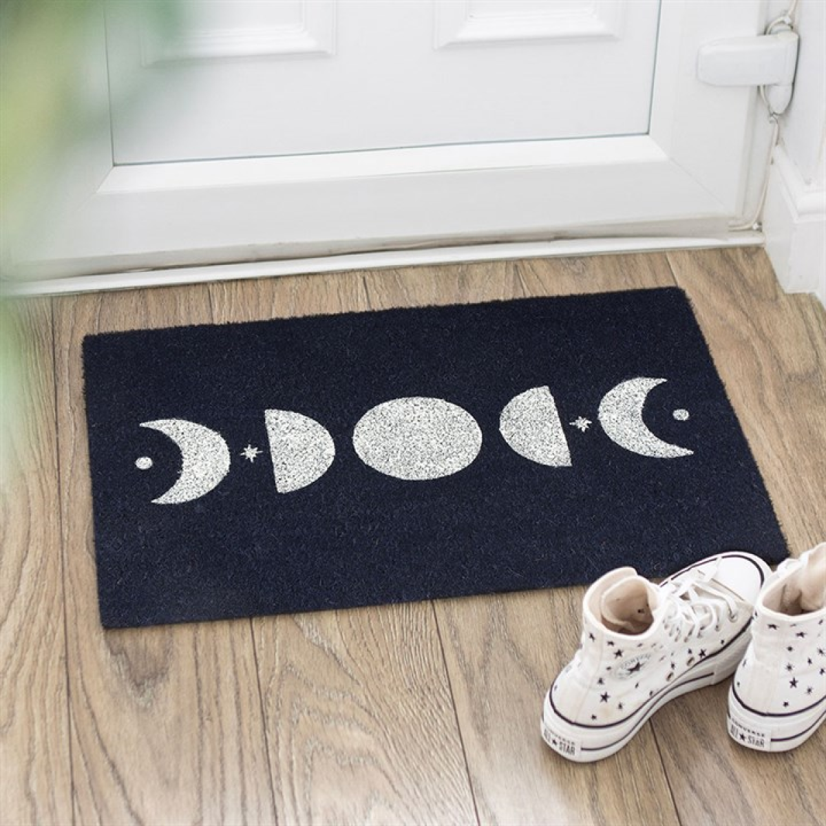 Moon Phase Doormat – Dark Blue Celestial Door Mat