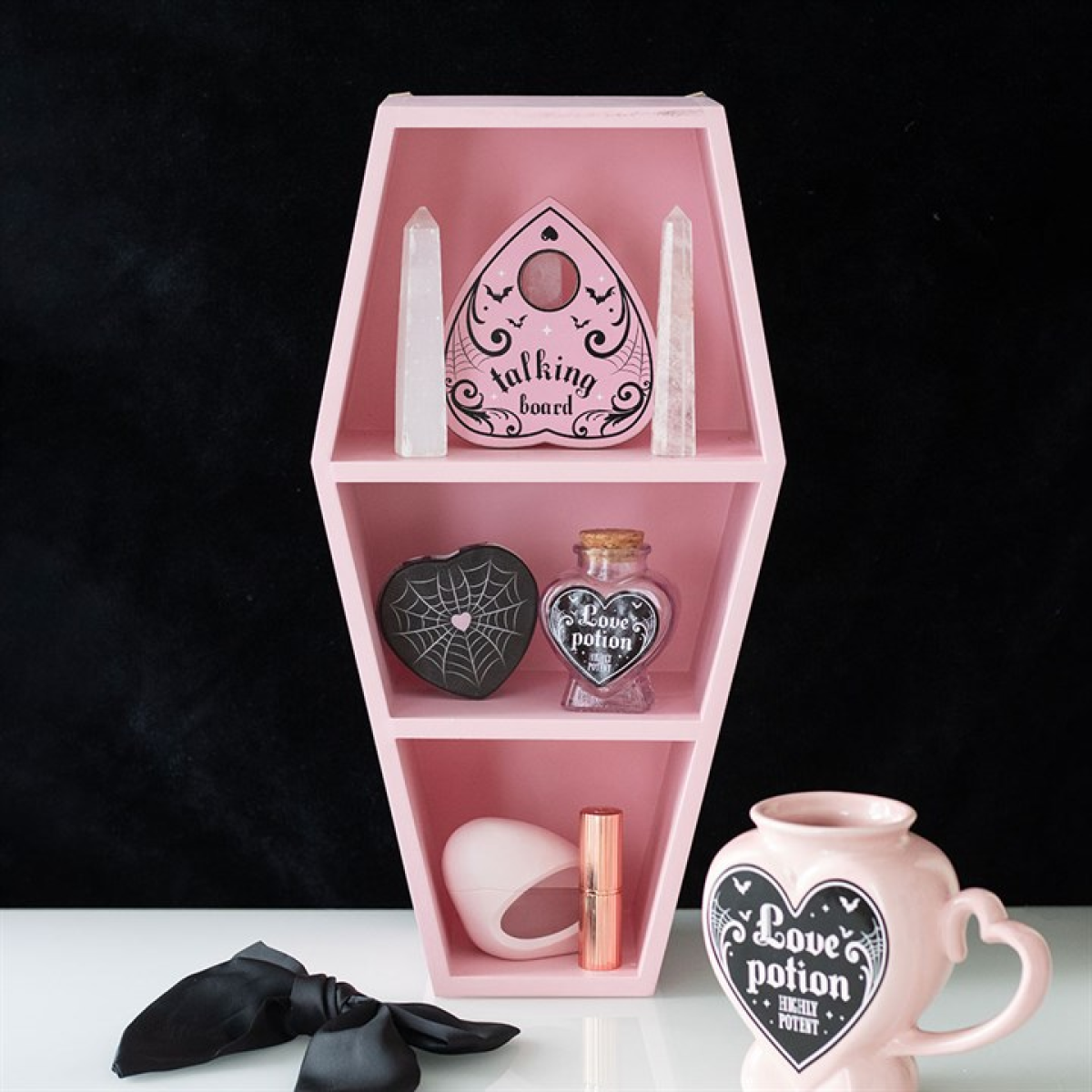 Pink Coffin Shelf – Gothic Display Shelf for Treasures