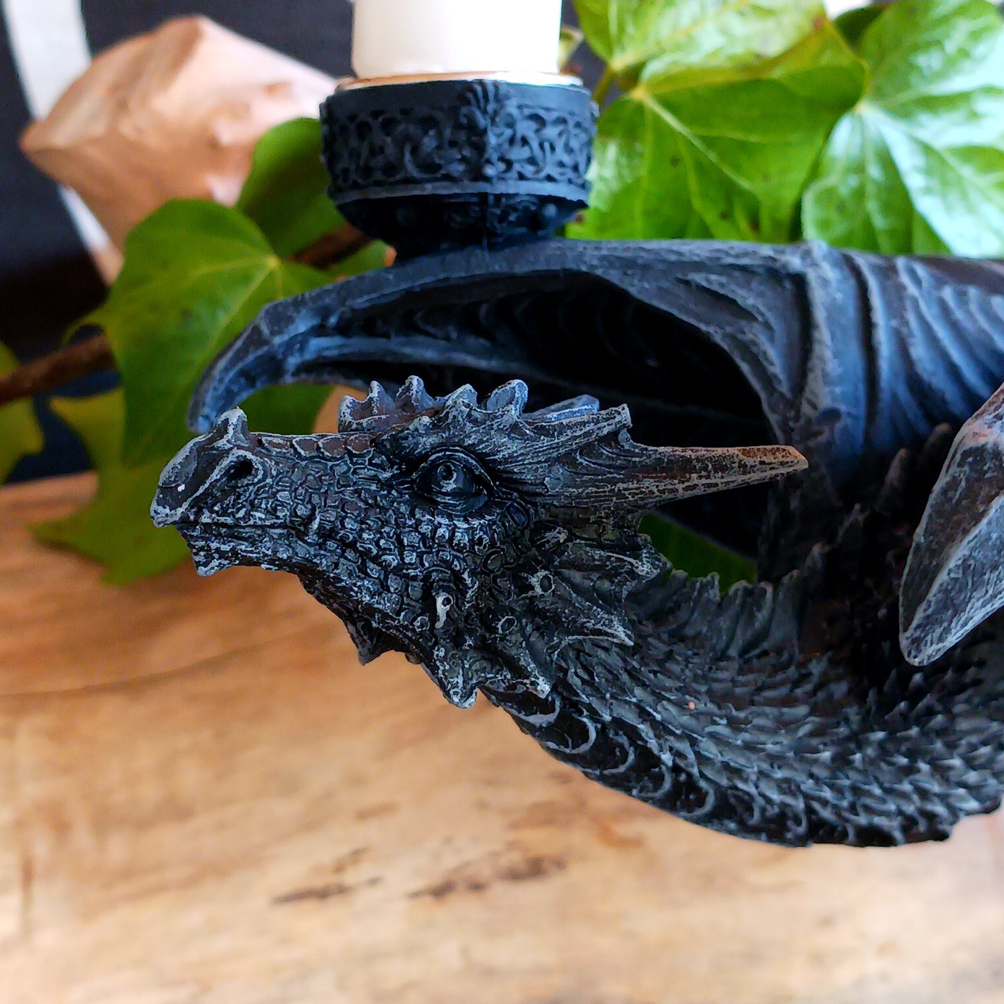 Gothic Dragon Candle Holder – Black Fantasy Triple Candle Stand