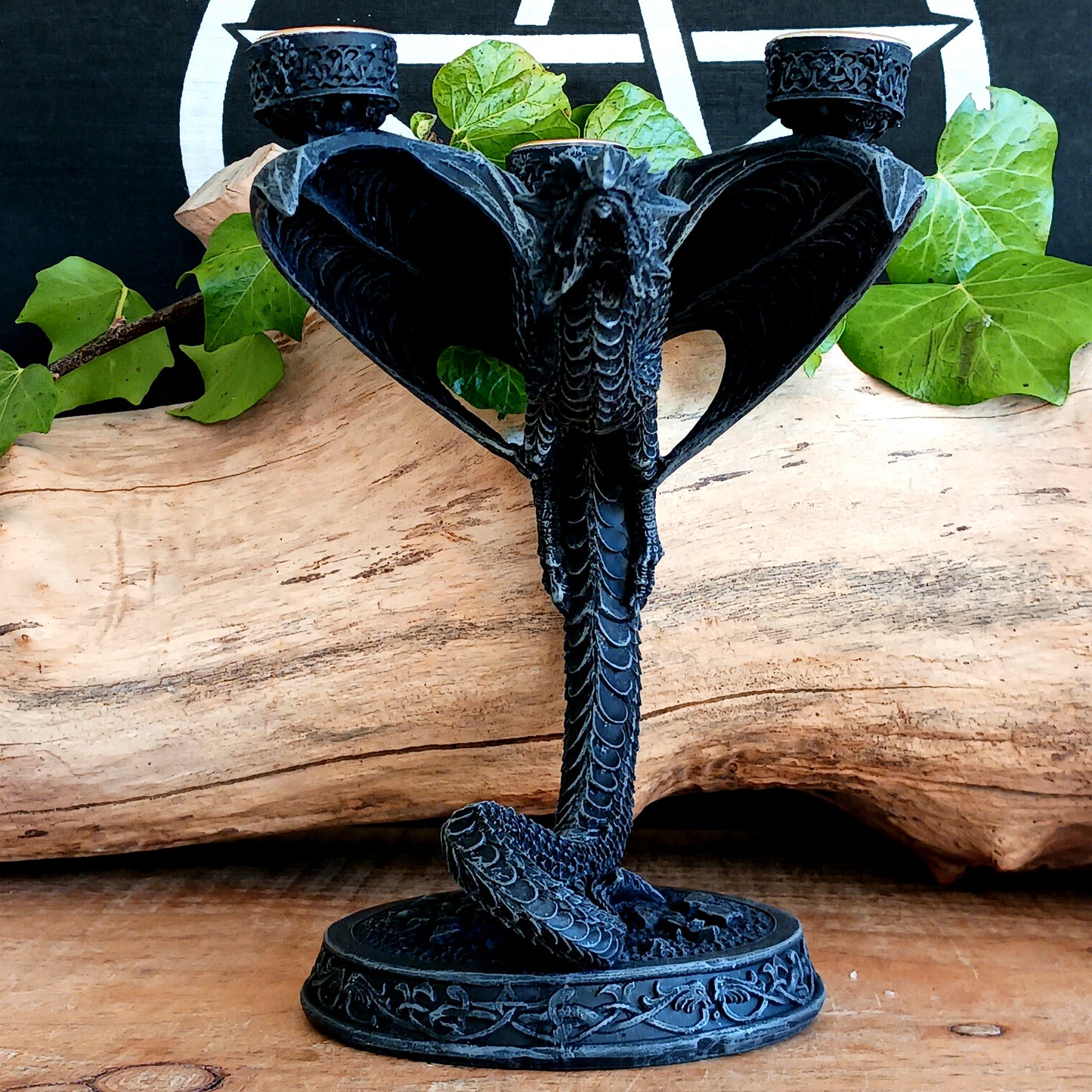 Gothic Dragon Candle Holder – Black Fantasy Triple Candle Stand