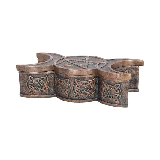 Embrace the lunar energy and its transformative power as you entrust your treasures to this enchanting box. Let it become a cherished part of your daily rituals, a tangible reminder of the cycles of life, and a symbol of the magic that resides within you.
