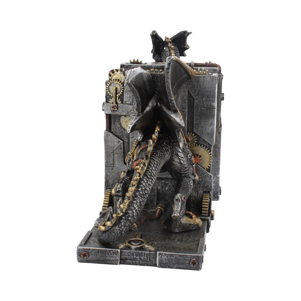 Nemesis Now Dracus Machina 27cm steampunk dragon bookends, hand-painted resin gothic fantasy bookends with intricate gears and mechanical detailing.