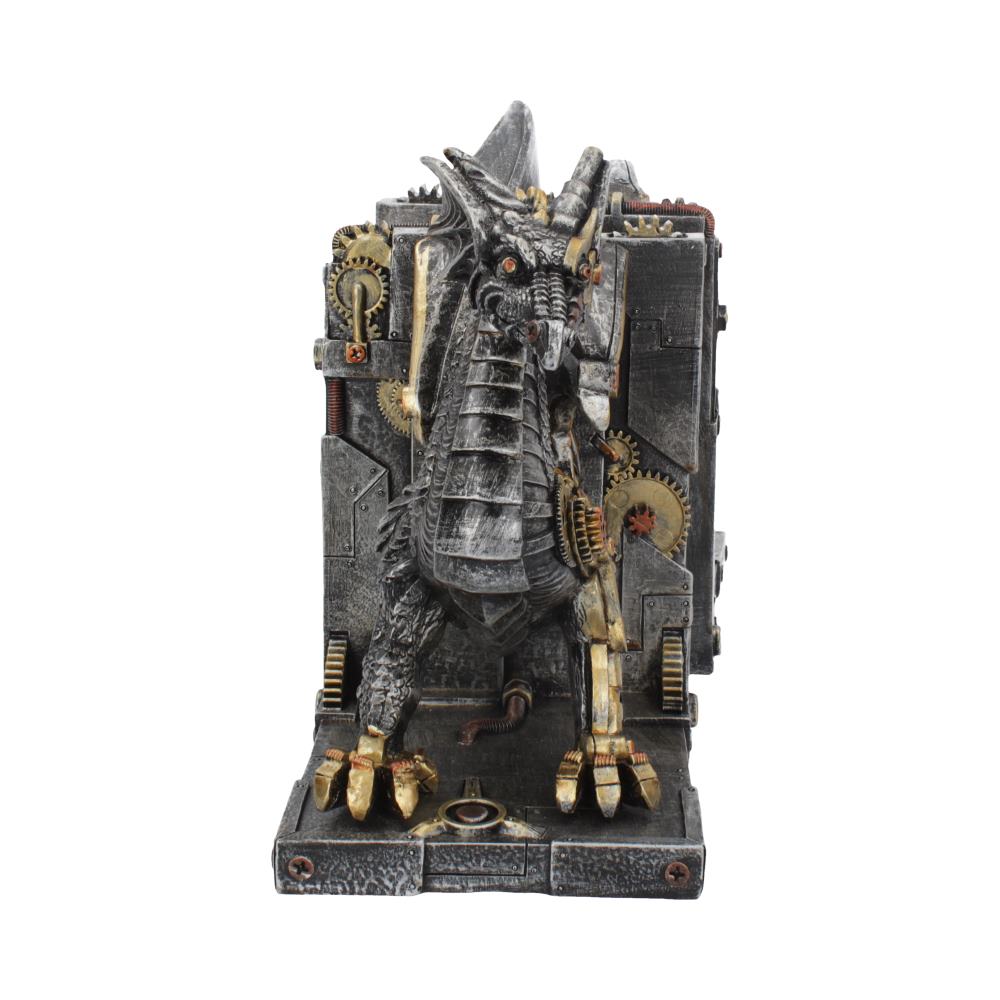 Nemesis Now Dracus Machina 27cm steampunk dragon bookends, hand-painted resin gothic fantasy bookends with intricate gears and mechanical detailing.