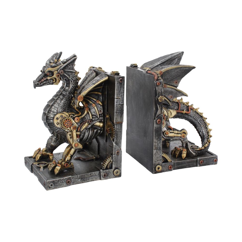 
Nemesis Now Dracus Machina 27cm steampunk dragon bookends, hand-painted resin gothic fantasy bookends with intricate gears and mechanical detailing.
