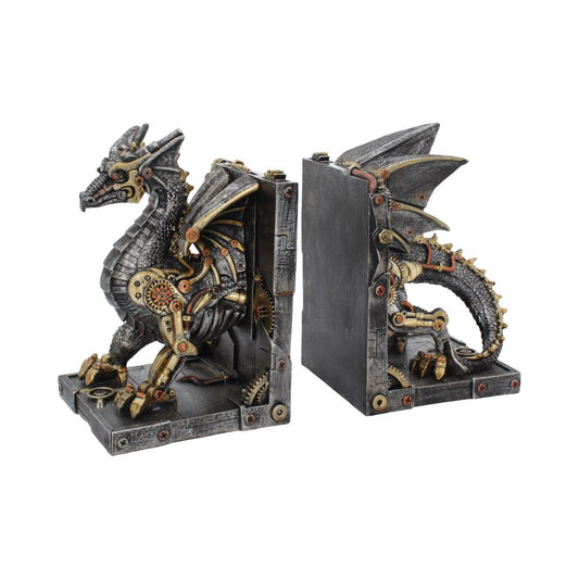 
Nemesis Now Dracus Machina 27cm steampunk dragon bookends, hand-painted resin gothic fantasy bookends with intricate gears and mechanical detailing.
