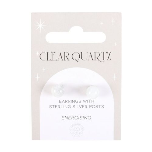 This pair of clear quartz crystal stud earrings comes on a matching backing card and makes a meaningful gift for those in need of spiritual protection. Clear quartz is a powerful semi-precious stone believed to amplify energy and promote clarity of mind, making it ideal for power and vitality.