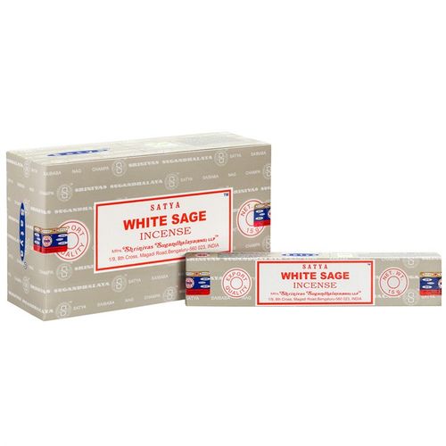 Satya incense sticks in the scent 'White Sage' which is often chosen for its cleansing qualities. This pack is perfect for stocking up as it contains 12 individual packs, each containing 10-12 vegan friendly incense sticks. Satya incense is created using artisanal methods handed down generation to generation, using only the highest quality ingredients. Product Dimensions: H4cm x W21.5cm x D2cm Packaged Dimensions: H12.5cm x W22cm x D8cm